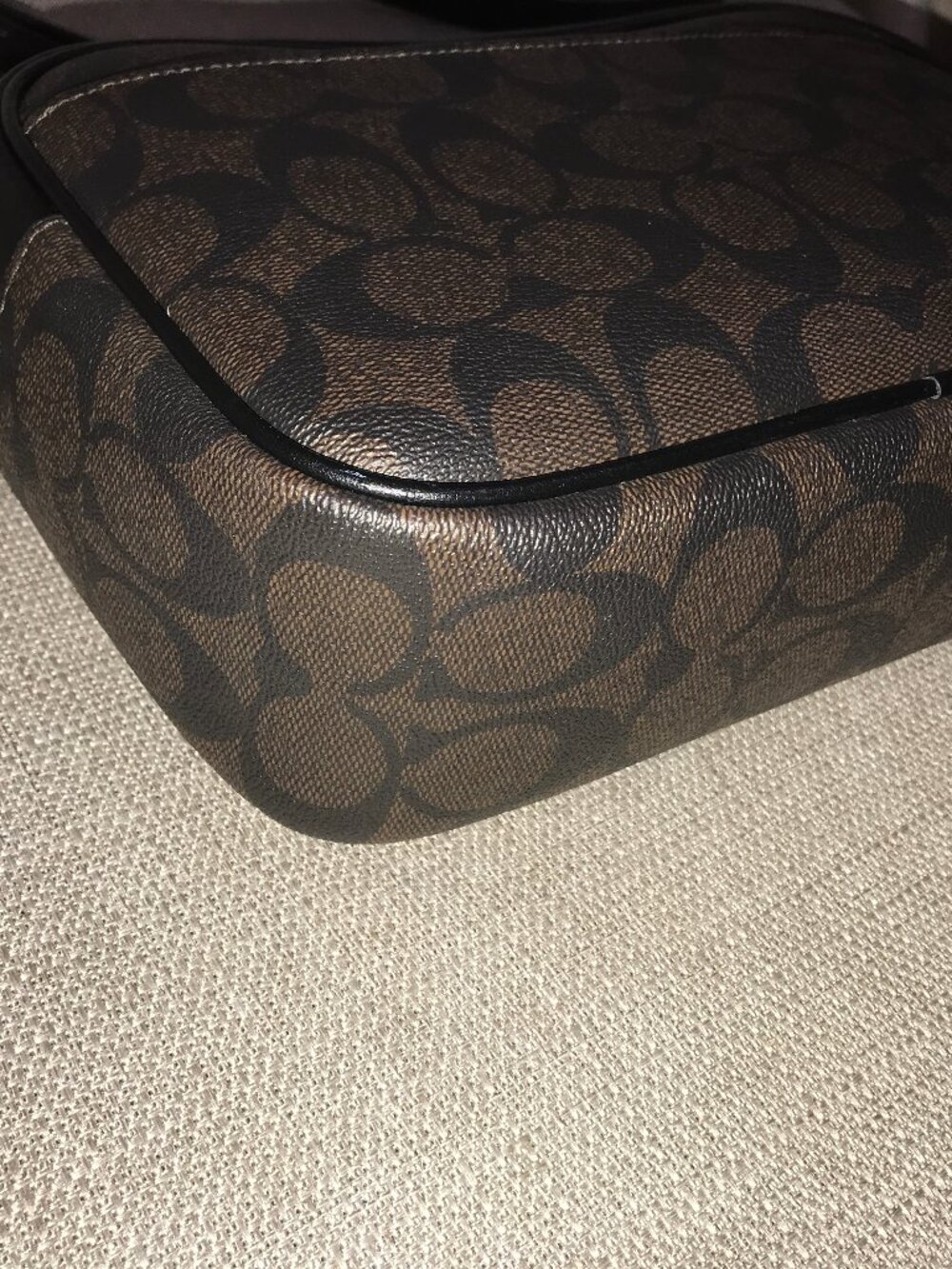 Coach Brown/Black Signature Small Crossbody Bag - Picture 10 of 15